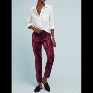 “ANTHROPOLOGIE” Paisley Velour Essential Slim Pants